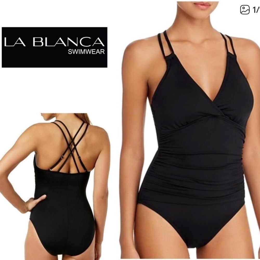 La Blanca v-neck underwire swimsuit.